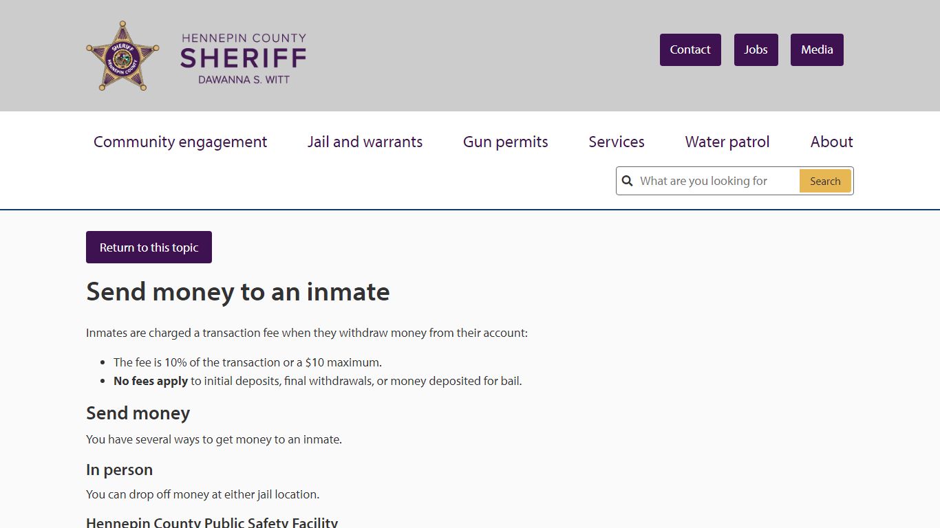 Send money to an inmate | Hennepin County Sheriff's Office